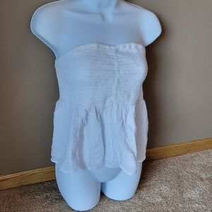 American Eagle Strapless White Lace Cropped Boho Bohemian Hippie Size Medium Top